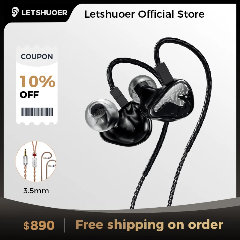 LETSHOUER Mystic 8 wired in-ear HiFi headphones feature 8 balanced armature drivers, delivering high-fidelity