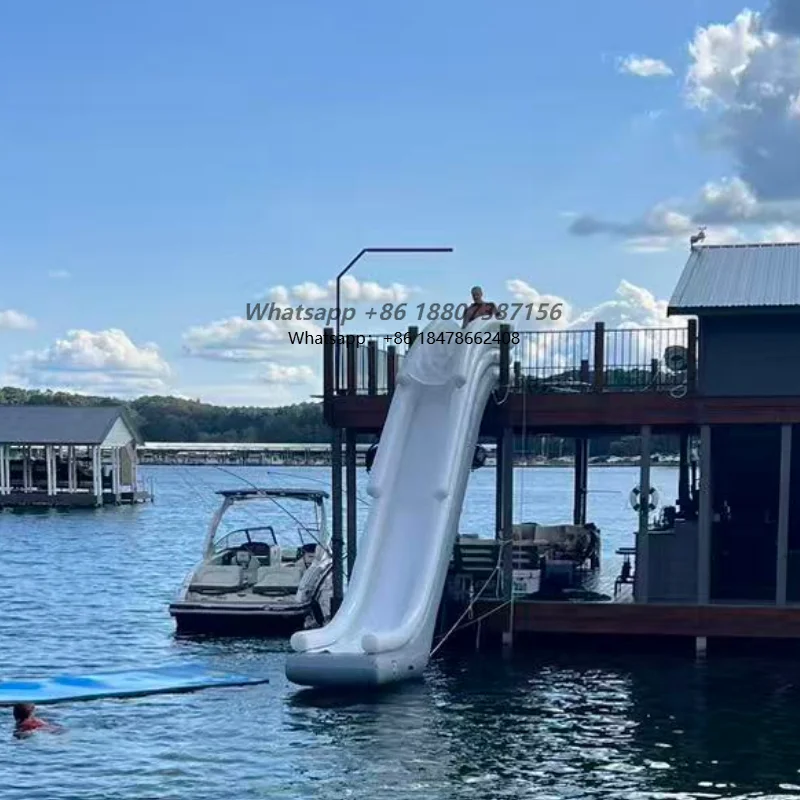 Giant Superyacht Inflatable Slide Custom Water Games Equipment Island Floating Inflatable Dock Water Slide