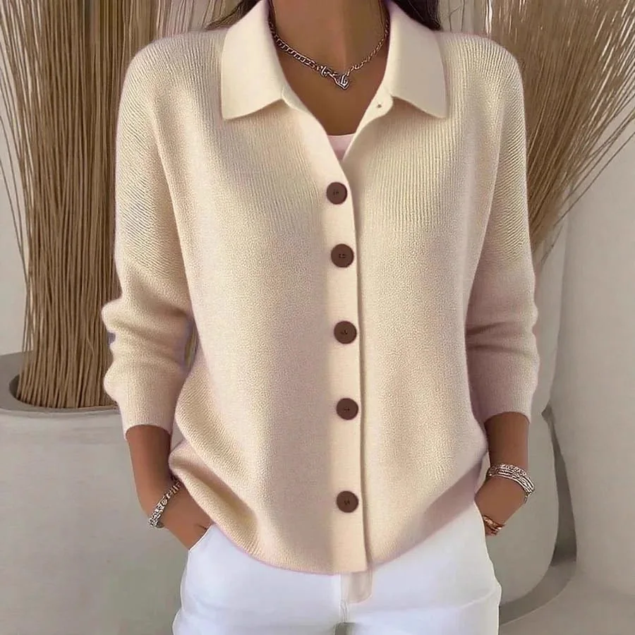 Solid Color Button Knit Hooded Sweater Cardigan Jacket For Autumn Winter New Casual Fashionable Women's Clothing Pulls Femmes