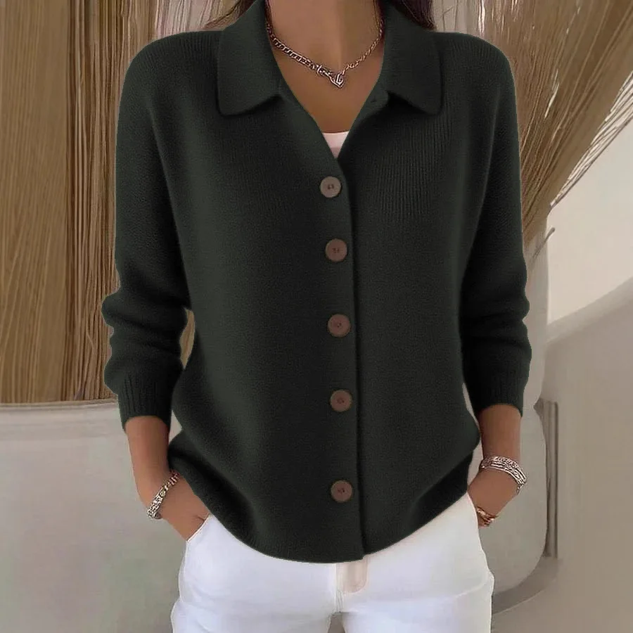 Solid Color Button Knit Hooded Sweater Cardigan Jacket For Autumn Winter New Casual Fashionable Women's Clothing Pulls Femmes