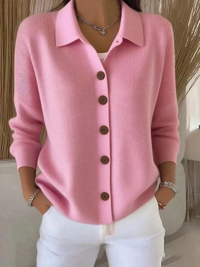 Solid Color Button Knit Hooded Sweater Cardigan Jacket For Autumn Winter New Casual Fashionable Women's Clothing Pulls Femmes
