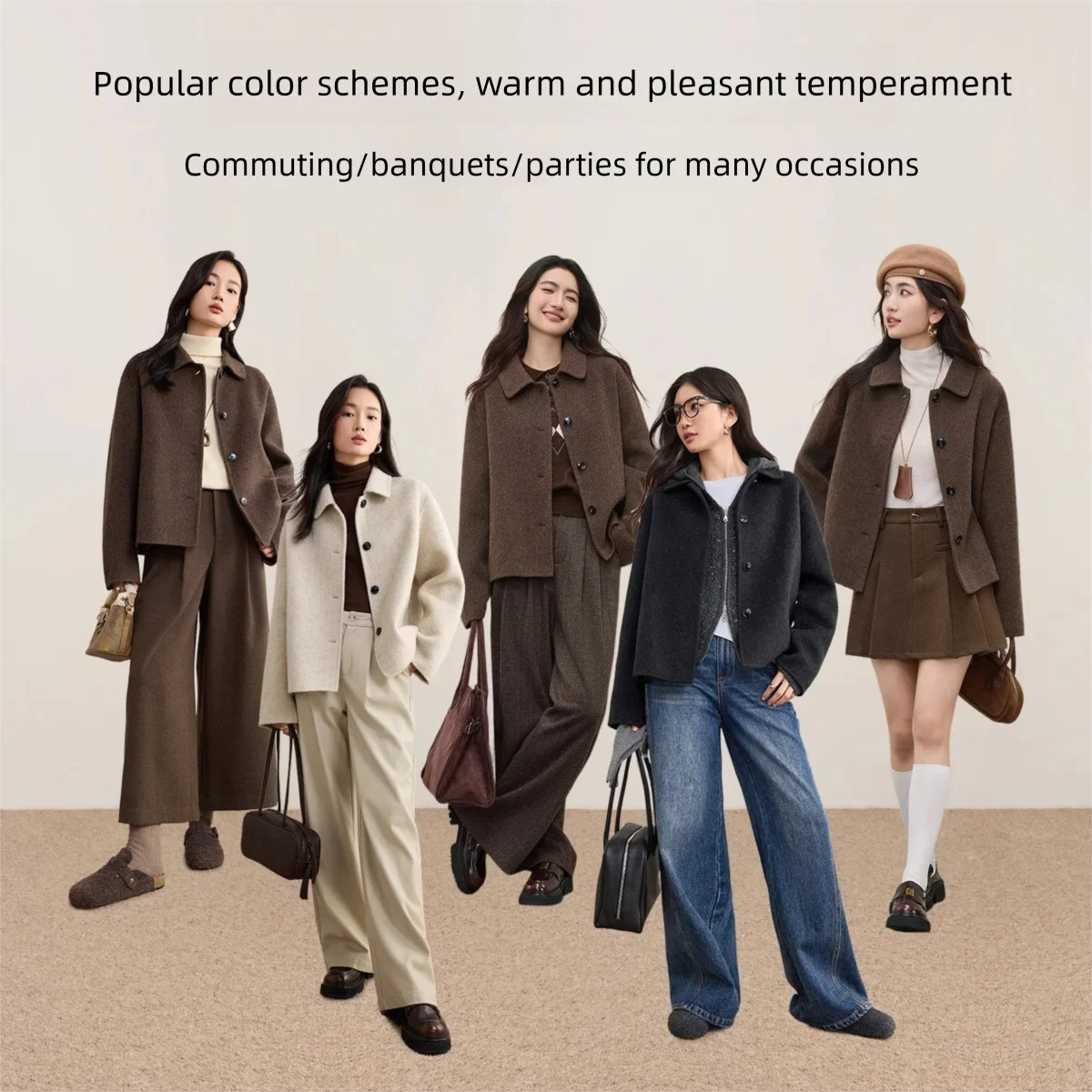 SENTUBILA Women's Woolen Jacket 2026 Winter Short Coat Sheep Wool Outerwear Fashion Lady Loose Elegant Casual Jacket W54OC2733