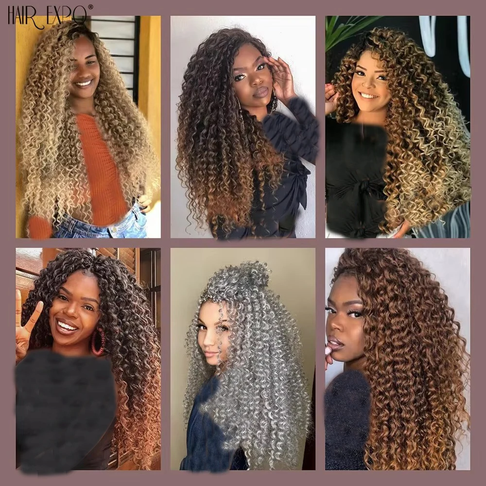 22"Deep Wave Crochet Hair Synthetic Passion Twist Braiding Hair Extension Afro Curls Water Wave Deep Twist Braid Hair Ocean Wave