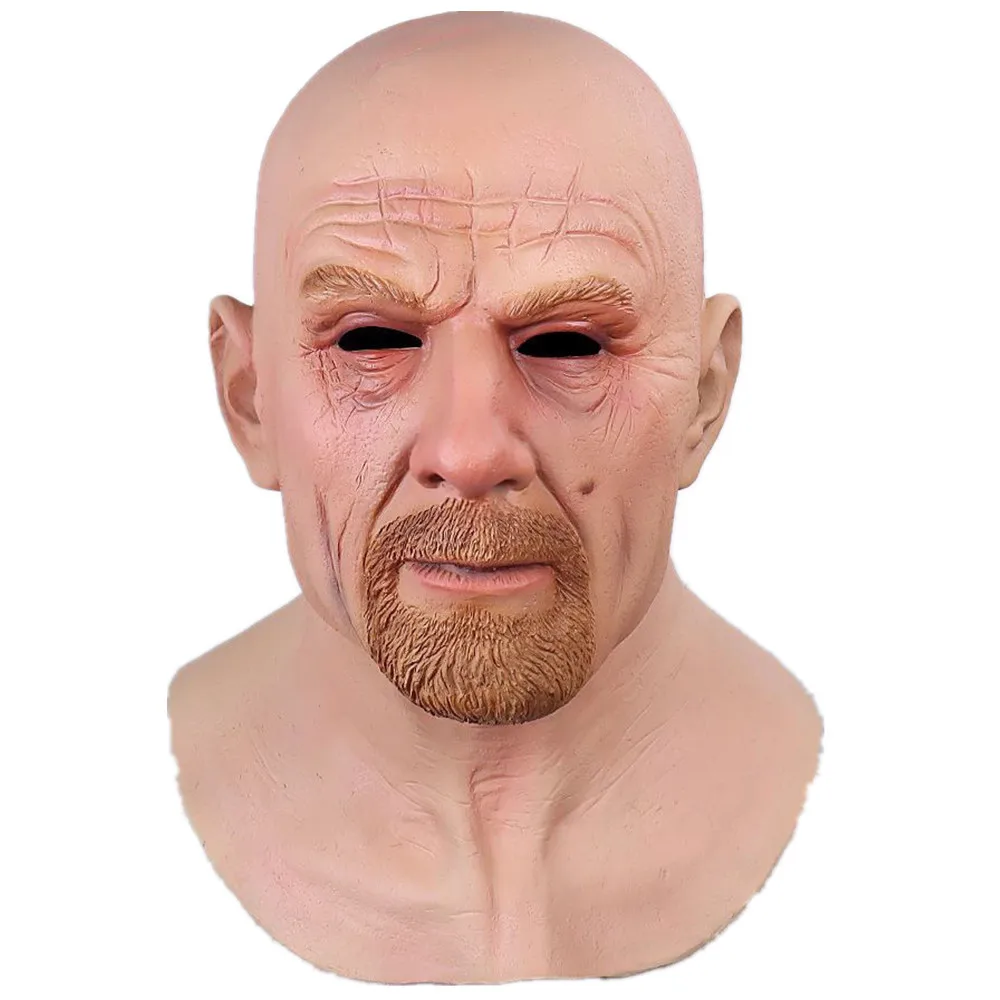 Realistic Latex Mask for Cosplay, Old Man Mask, Halloween Party Costume Accessories, Full Head
