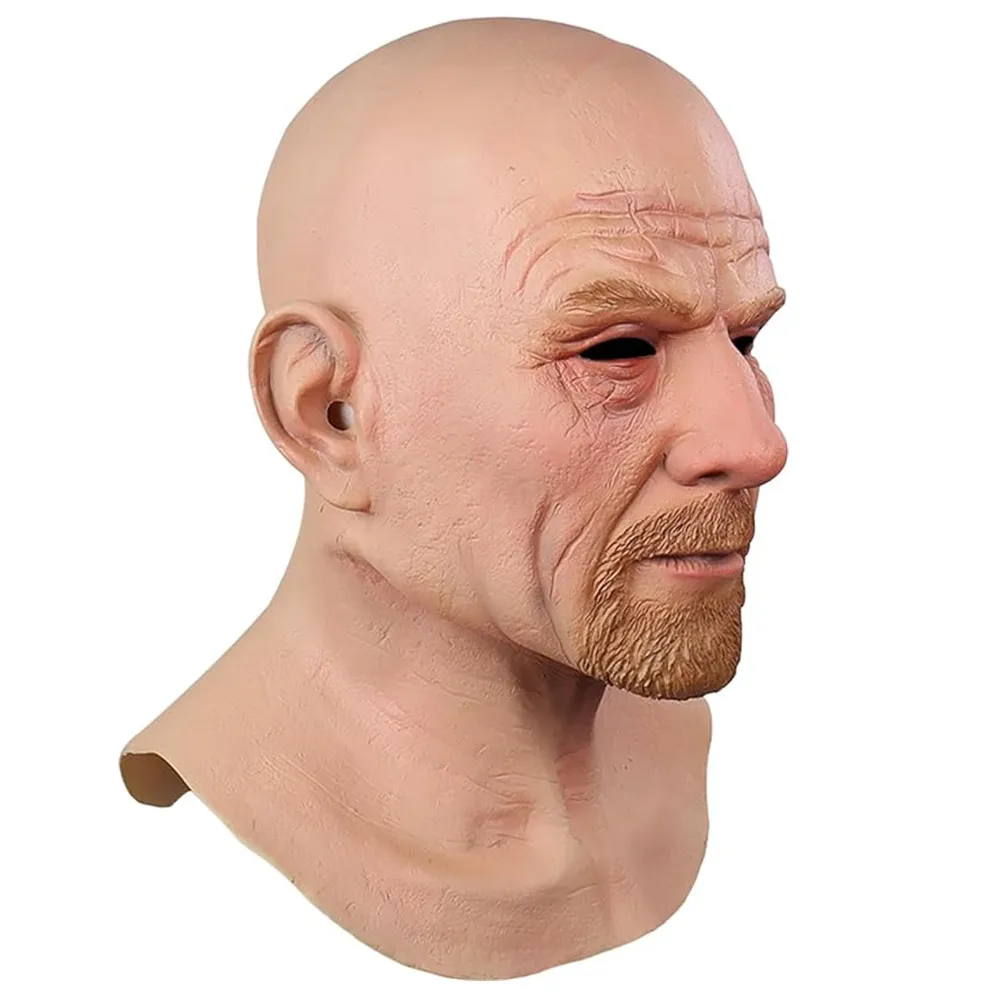 Realistic Latex Mask for Cosplay, Old Man Mask, Halloween Party Costume Accessories, Full Head