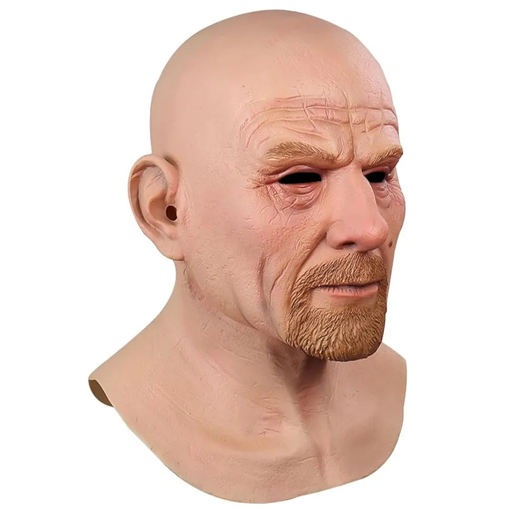 Realistic Latex Mask for Cosplay, Old Man Mask, Halloween Party Costume Accessories, Full Head