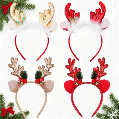 Christmas Headband Christmas Glitter Elk Antlers Headbands Ornament Girls Adult Xmas Holiday Party Photo Shooting