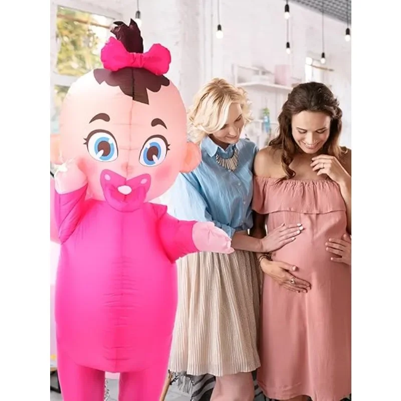2‑Pack Cute Baby Inflatable Costume for Adult, Blue & Pink Pacifier Baby Blow‑up Suits for Carnival Party Fancy Dress Cosplay
