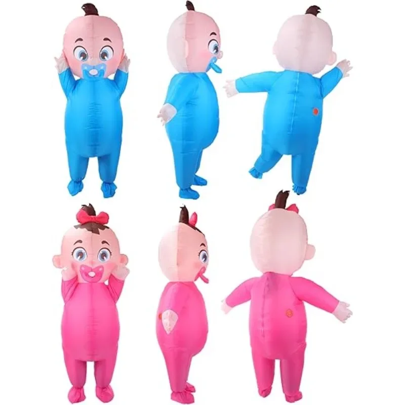 2‑Pack Cute Baby Inflatable Costume for Adult, Blue & Pink Pacifier Baby Blow‑up Suits for Carnival Party Fancy Dress Cosplay