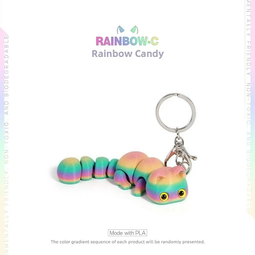 Cartoon Lucky Cat Keychain Articulated Joints 3D Printed Bag Charm Pendant Colorful Versatile Fidget Gift Accessories