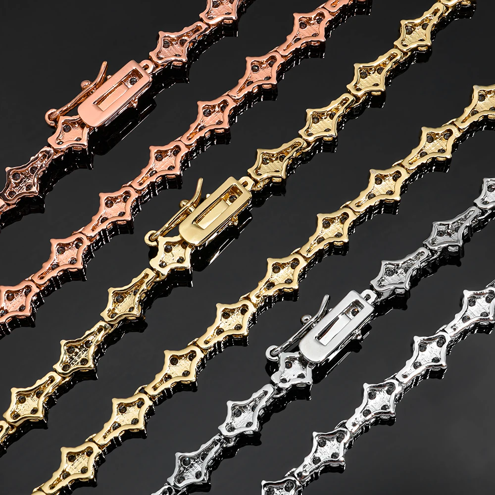 ESKEEM Iced Out Diamond Tennis Necklace Hip Hop Jewelry Rose Gold Plated Bling  CZ Tennis Chain for Women Men Gift