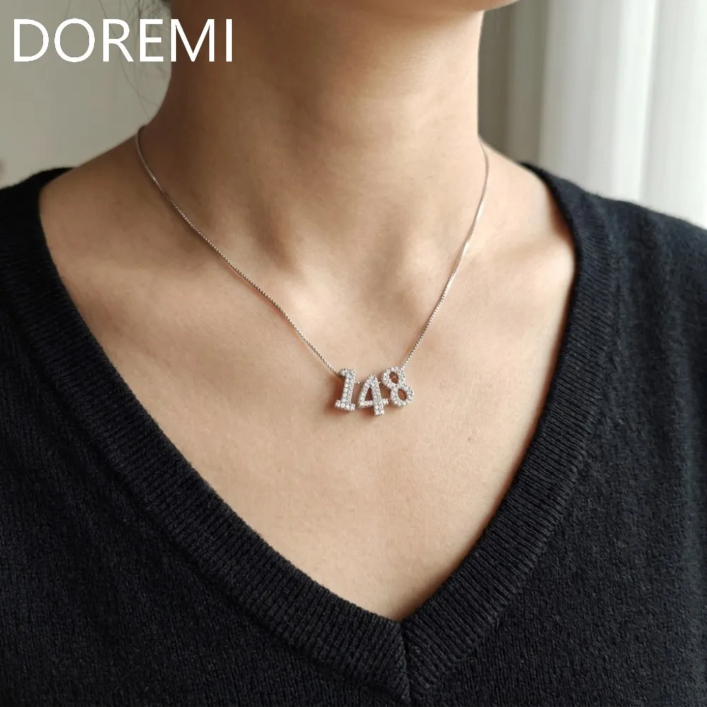DOREMI Kabbalah Spiritual Necklace Number 148 Custom Passover Gift Jewelry Necklac Crystal Zircons Number 148 Slide Necklace e