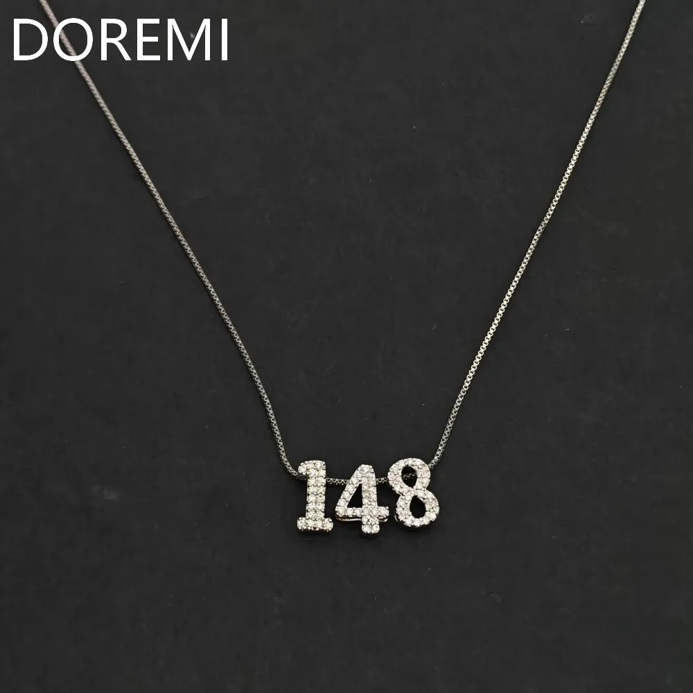 DOREMI Kabbalah Spiritual Necklace Number 148 Custom Passover Gift Jewelry Necklac Crystal Zircons Number 148 Slide Necklace e