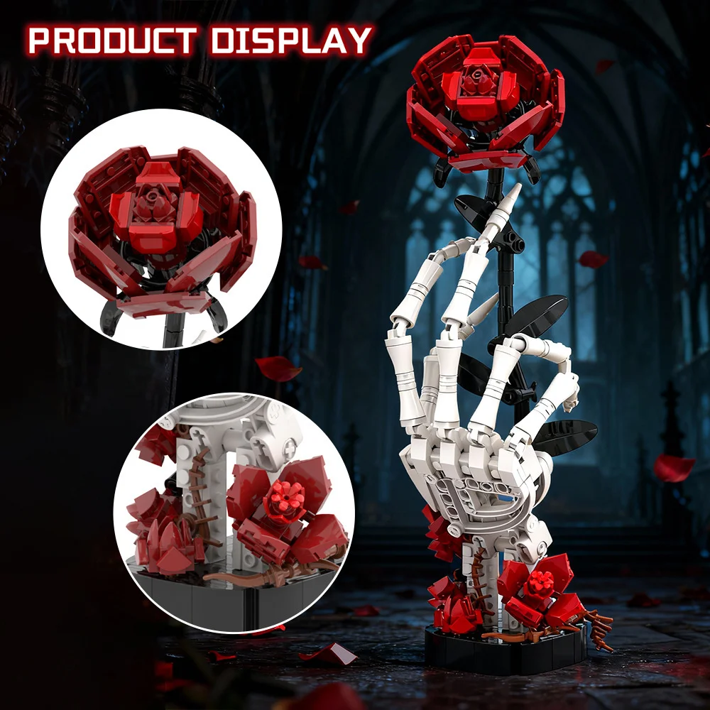 Halloween Ghost Rose Skull Finger Building Blocks DIY Toys Adult Home Decoration Gifts