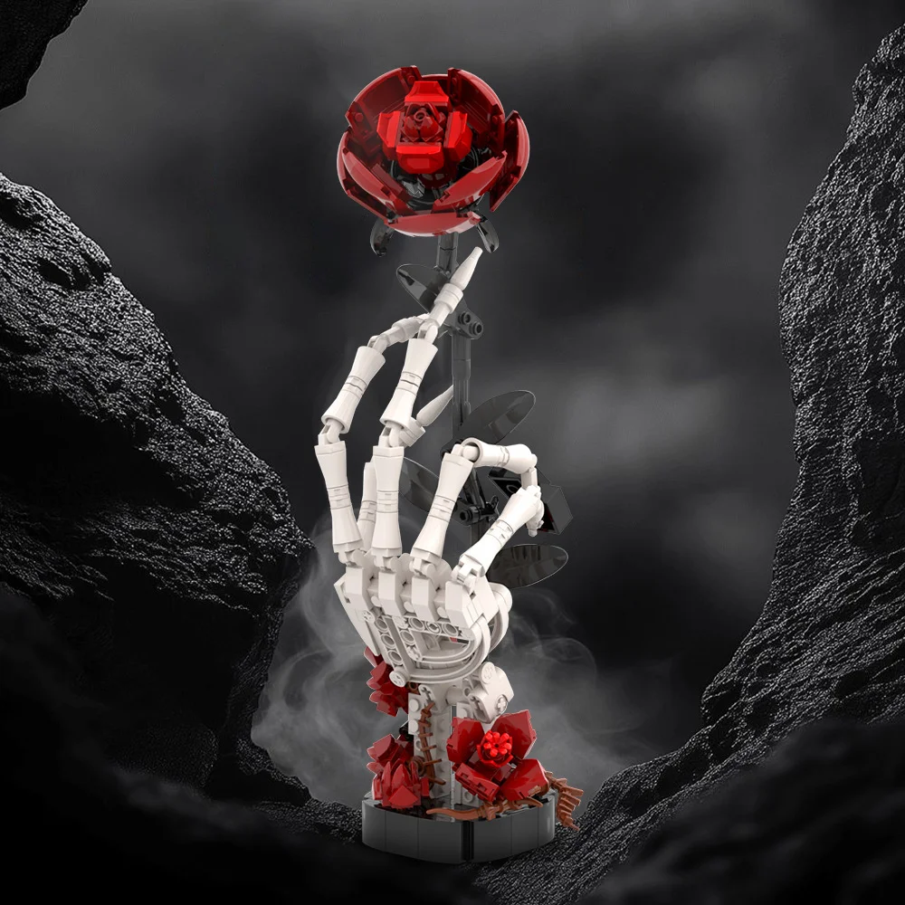 Halloween Ghost Rose Skull Finger Building Blocks DIY Toys Adult Home Decoration Gifts