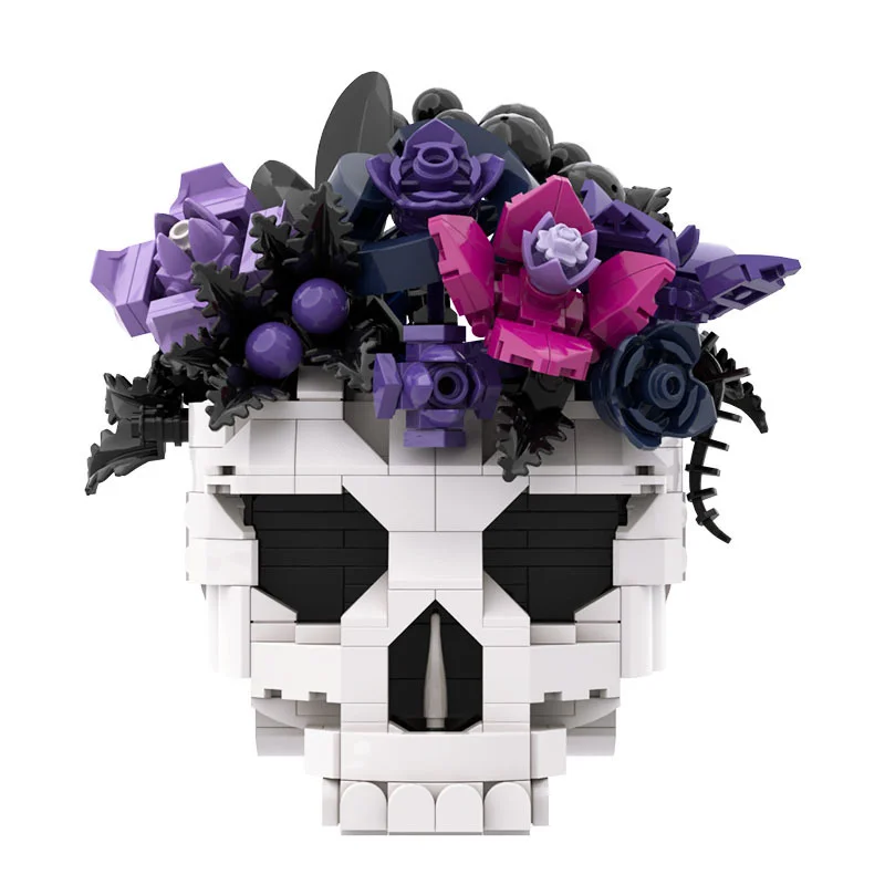 Flower of the Dead Halloween Ghost Skull Rose Flower Bride Home Decoration Ornament Building Blocks Toy Gift