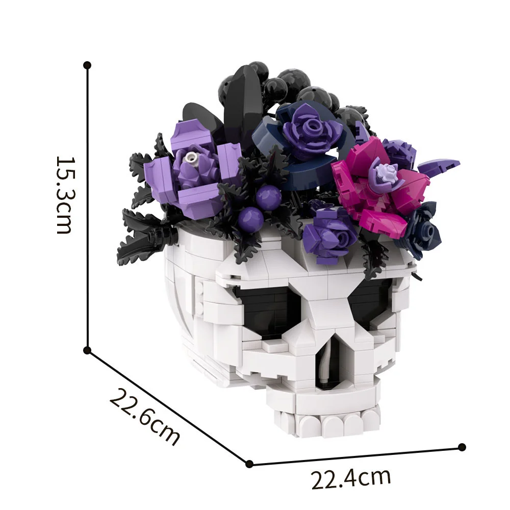 Flower of the Dead Halloween Ghost Skull Rose Flower Bride Home Decoration Ornament Building Blocks Toy Gift