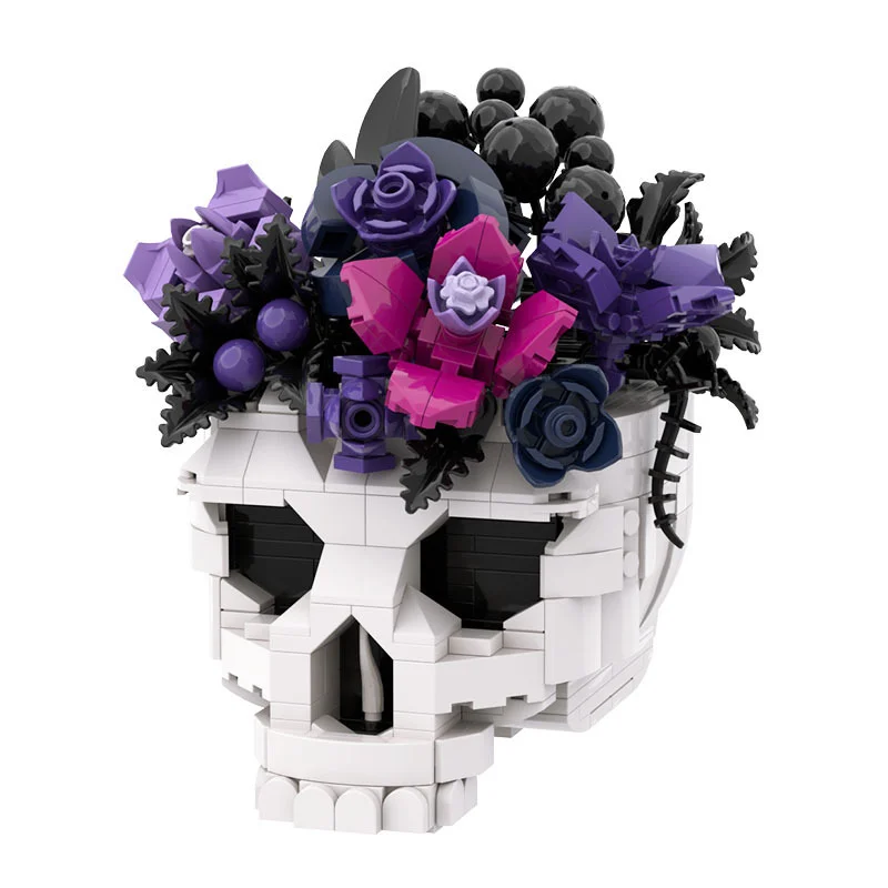 Flower of the Dead Halloween Ghost Skull Rose Flower Bride Home Decoration Ornament Building Blocks Toy Gift