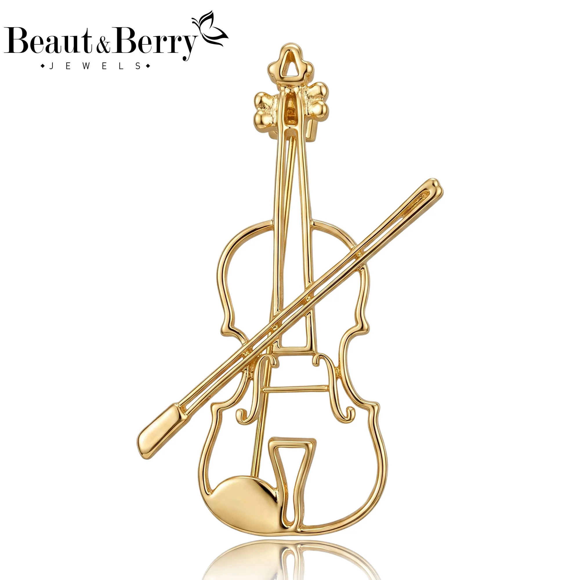 Beaut&Berry Stylish Openwork Guitar Brooches for Women Unisex Musical Instrument Pins Casual Party Jewelry Accessories Gifts