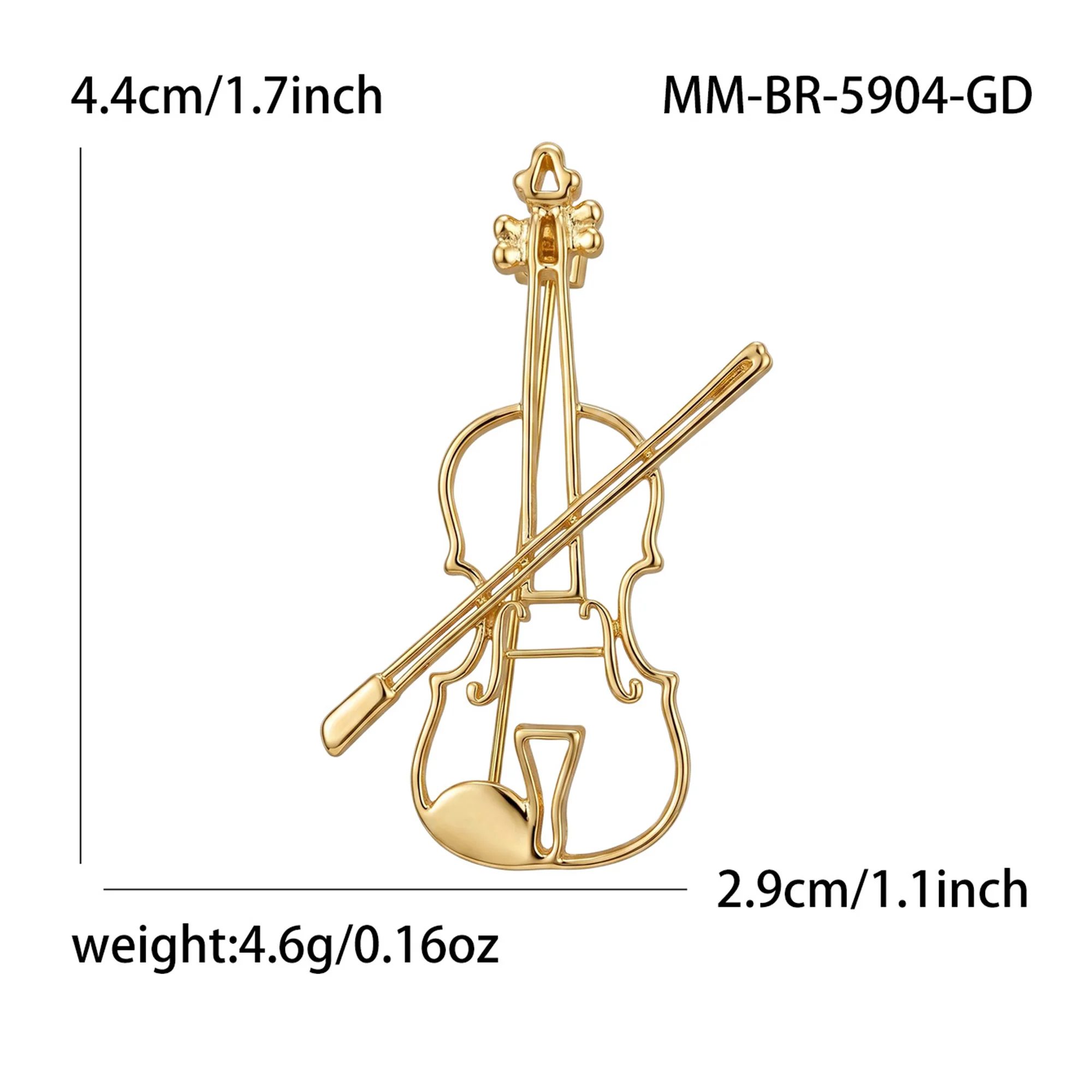 Beaut&Berry Stylish Openwork Guitar Brooches for Women Unisex Musical Instrument Pins Casual Party Jewelry Accessories Gifts