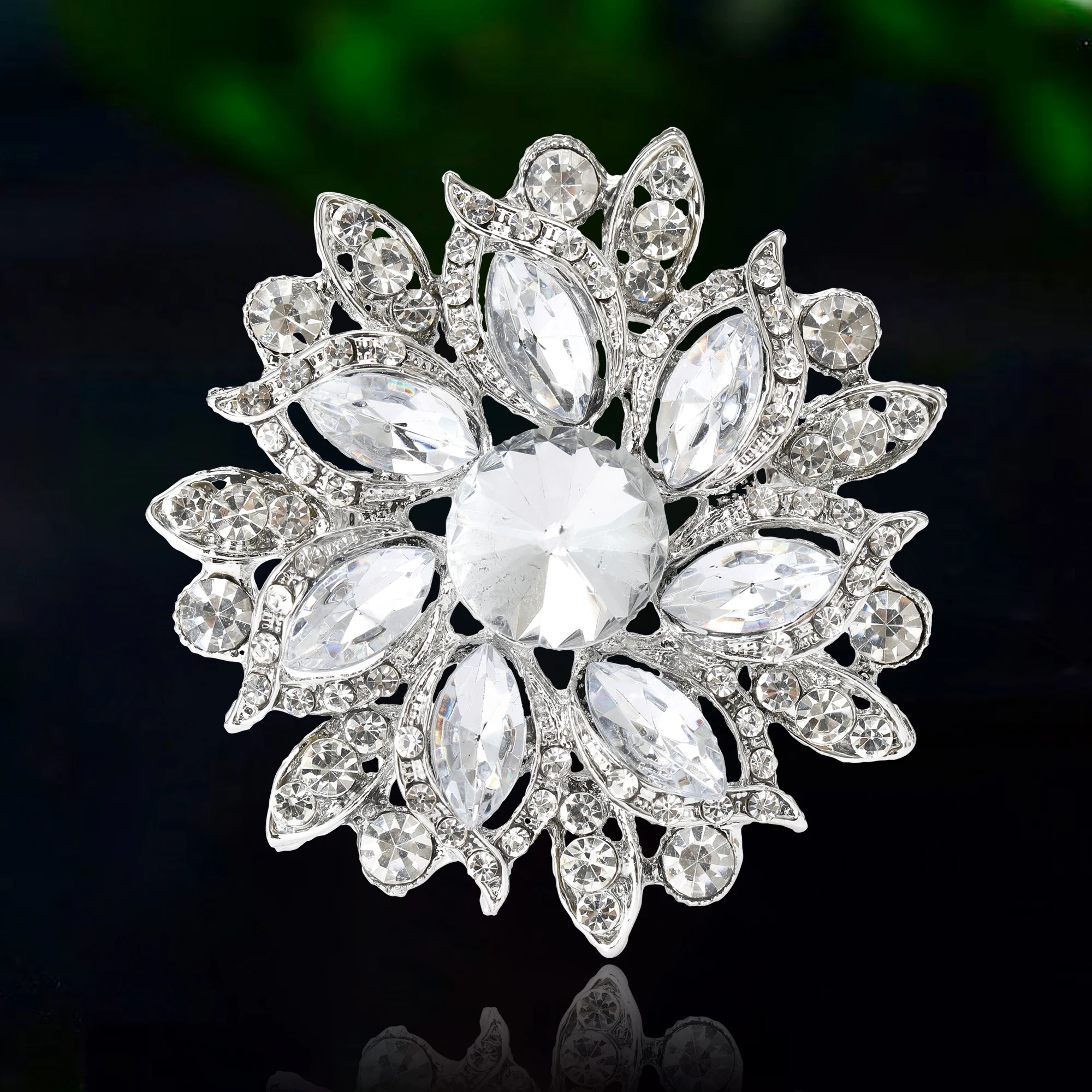 Stylish Rhinestone Flower Brooches for Women Creative Crystal Glass Pins Event Funny Luxury Gifts New Year Friends Decoration