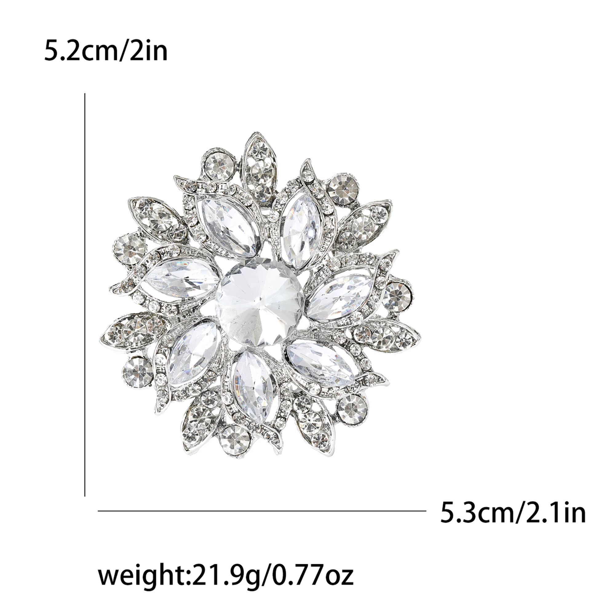 Stylish Rhinestone Flower Brooches for Women Creative Crystal Glass Pins Event Funny Luxury Gifts New Year Friends Decoration