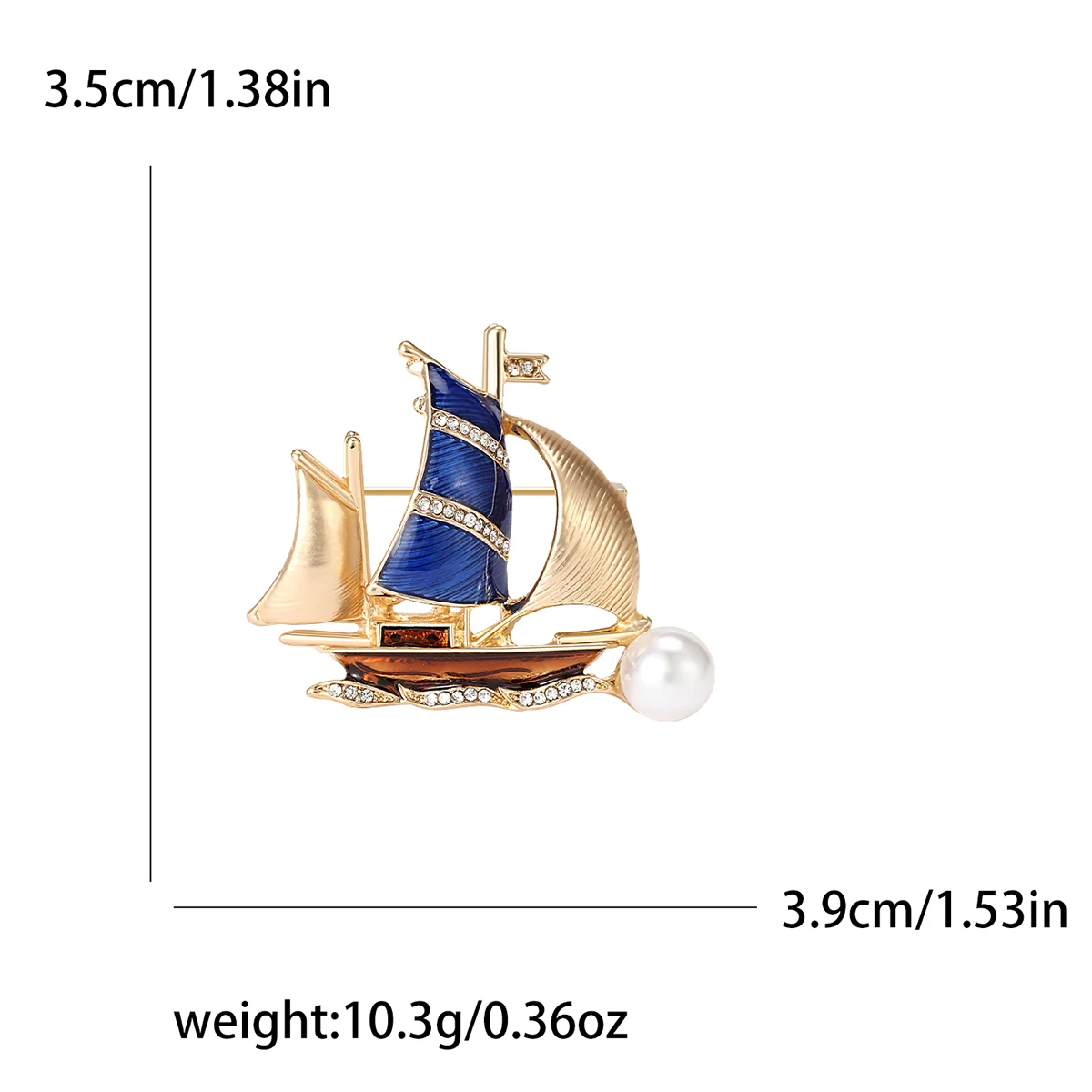Stylish Enamel Boat Brooches for Women Rhinestones Ocean Series Pin Friend Event Party New Gifts Jewelry Decoration Accessories
