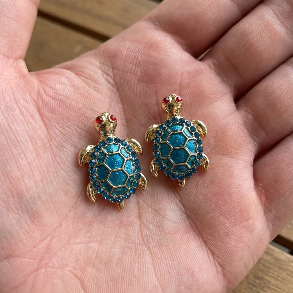 Summer Sweet Ocean Series Women's Fashion Versatile Colorful Crab Turtle Sea Horse Pendant Earrings Stylish Drop Ear Jewelry