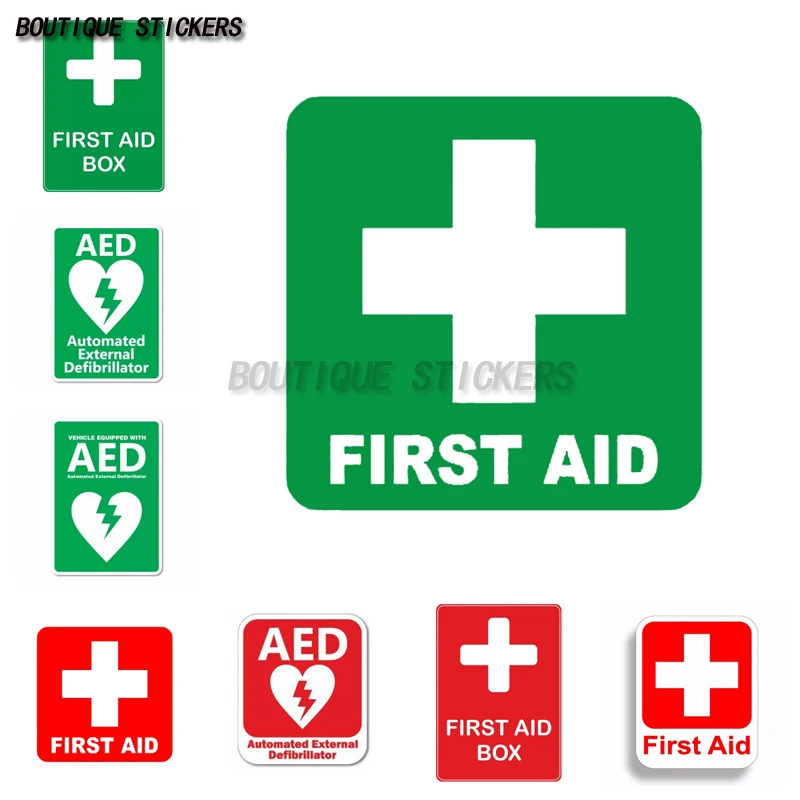AED automatic external defibrillator safety sign, emergency first aid kit, emergency door, self-adhesive waterproof PVC sticker