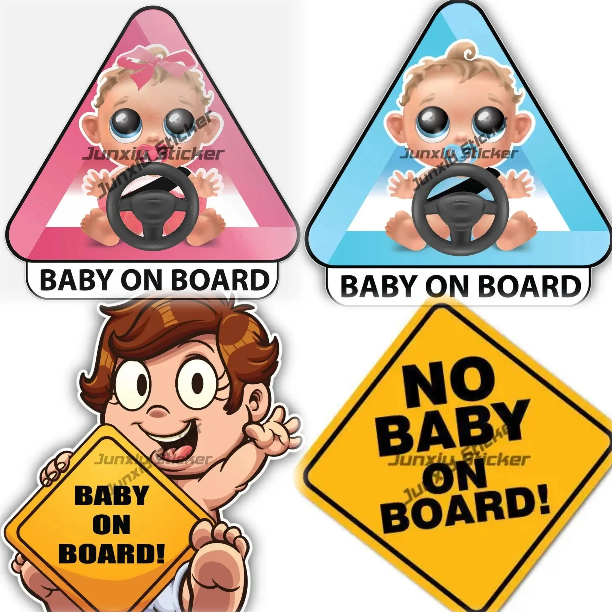 Baby on Board Cartoon Vinyl Sticker Cool Car Decal for Truck Off Road Vehicle Window Bumper Scratch Resistant Safety Accessories