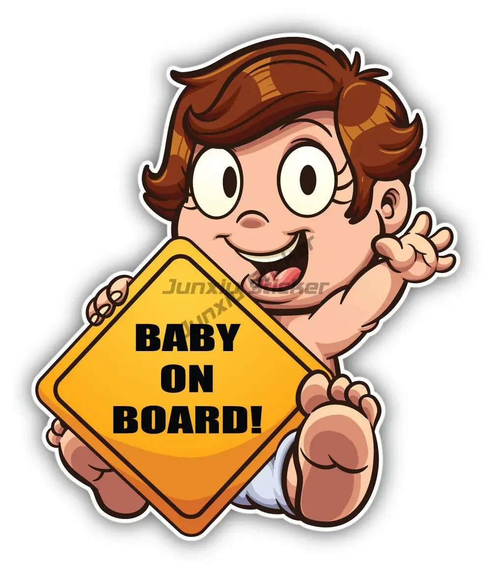 Baby on Board Cartoon Vinyl Sticker Cool Car Decal for Truck Off Road Vehicle Window Bumper Scratch Resistant Safety Accessories
