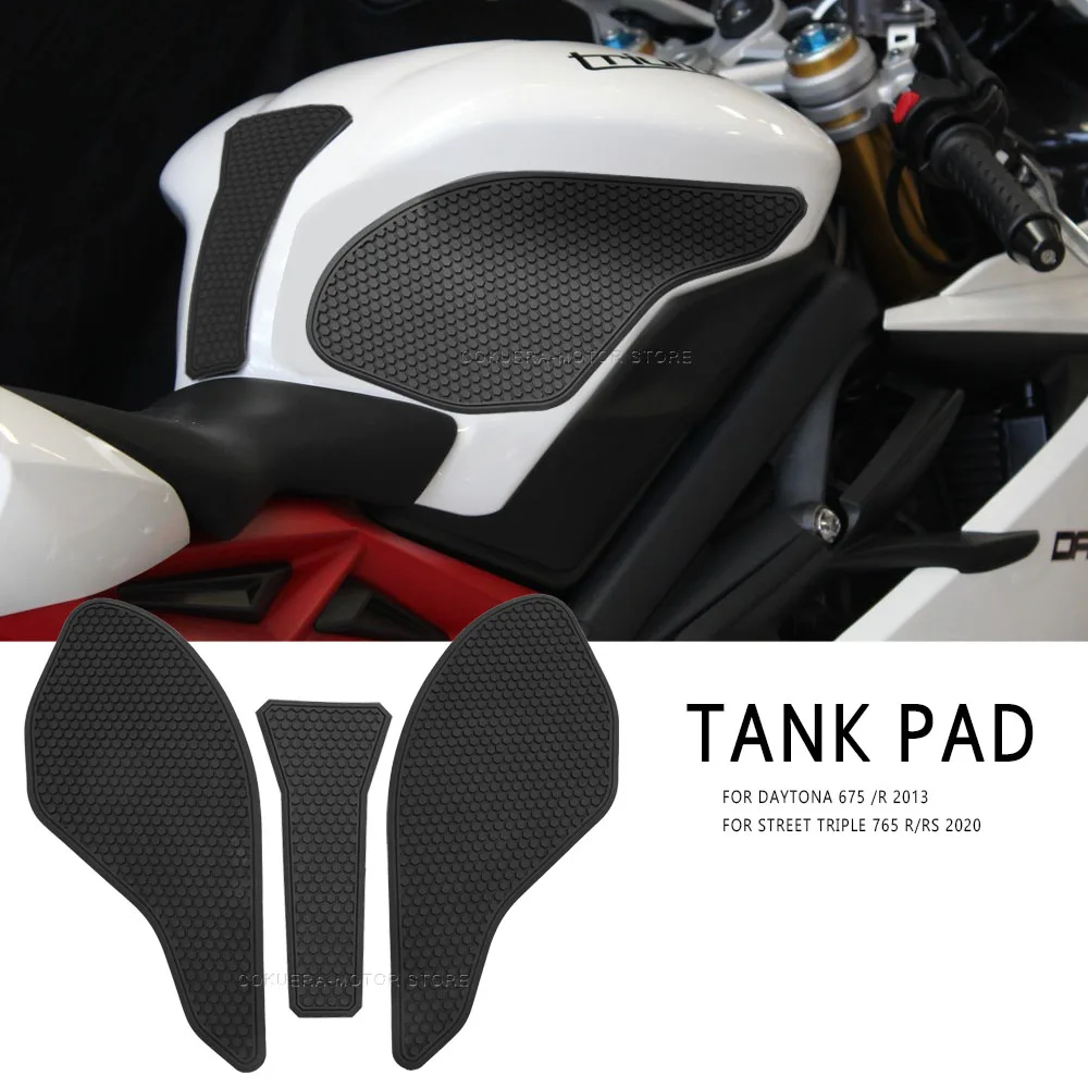 For Triumph Street Triple 765 RS Motorcycle Accessories Non-Slip Side Fuel Tank Stickers Tank Pad Rubber Sticker