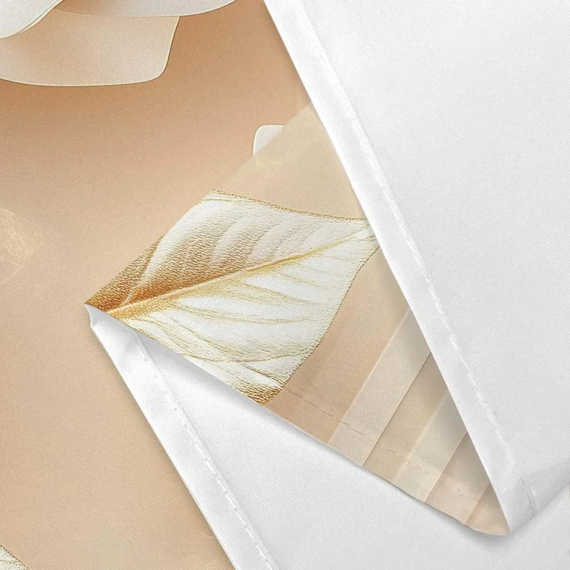 custom.Elegant Luxury 3D Floral Modern Minimalist Abstract White Flower Golden Leaves Fabric Shower Curtain Set Elegant