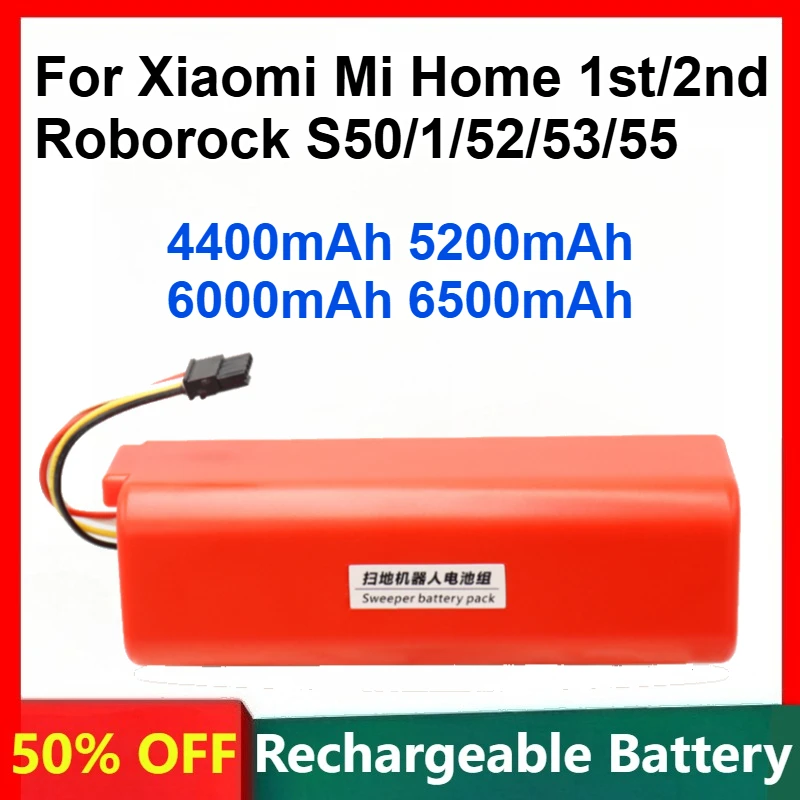 Replacement Sweeping Robot Batteries for Xiaomi Mi Home 1st/2nd Roborock S50/1/52/53/55 Large Capacity Rechargeable Batteries