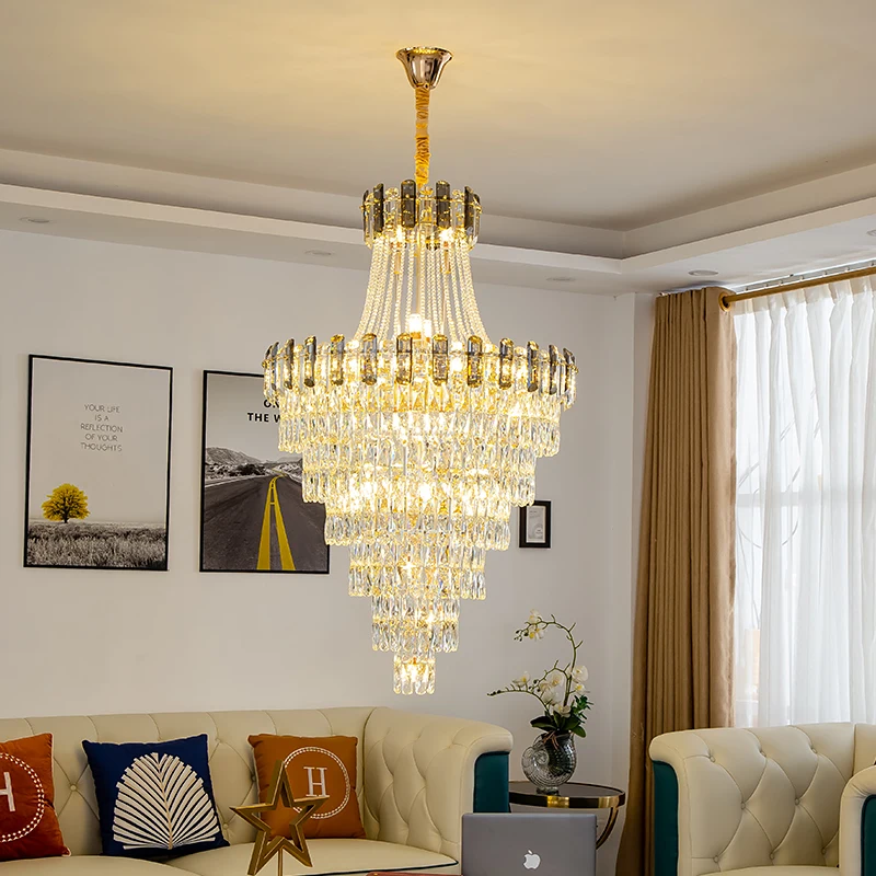 Modern Luxury Crystal Chandelier Suitable for Living Rooms Villas Hotel Lobbies Pendant Lamp Indoor Lighting Hanging Fixture