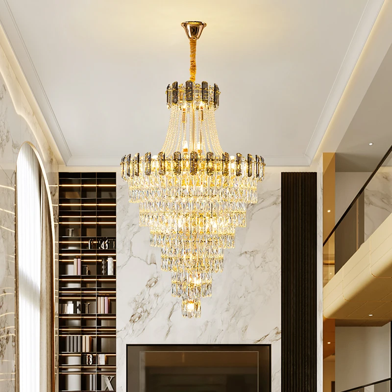 Modern Luxury Crystal Chandelier Suitable for Living Rooms Villas Hotel Lobbies Pendant Lamp Indoor Lighting Hanging Fixture