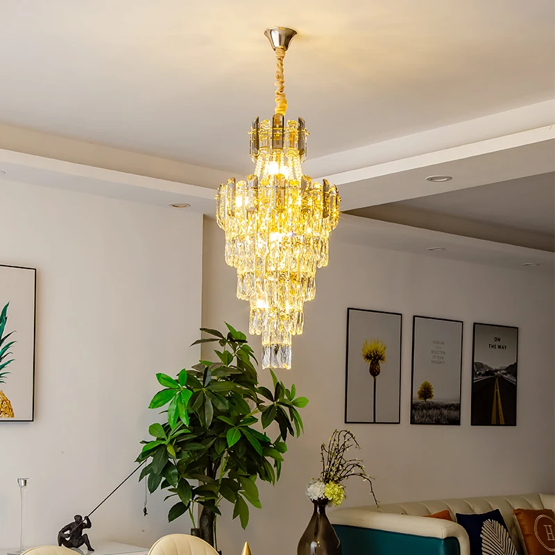 Modern Luxury Crystal Chandelier Suitable for Living Rooms Villas Hotel Lobbies Pendant Lamp Indoor Lighting Hanging Fixture