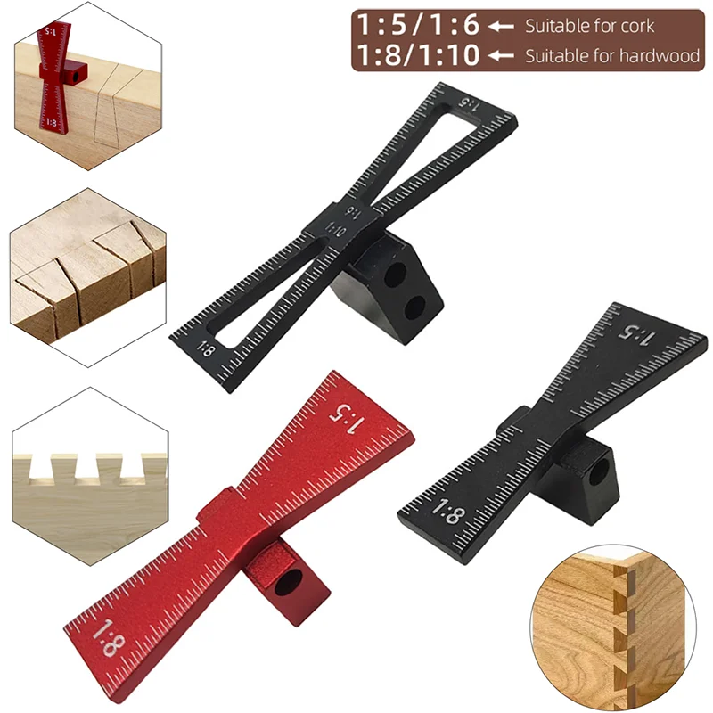 Wheel Marking Gauge Dovetail Jig Guide Marker Aluminium Alloy Scribing Tool - Woodworking 1:5 1:8, Inch/MM Scale Ruler