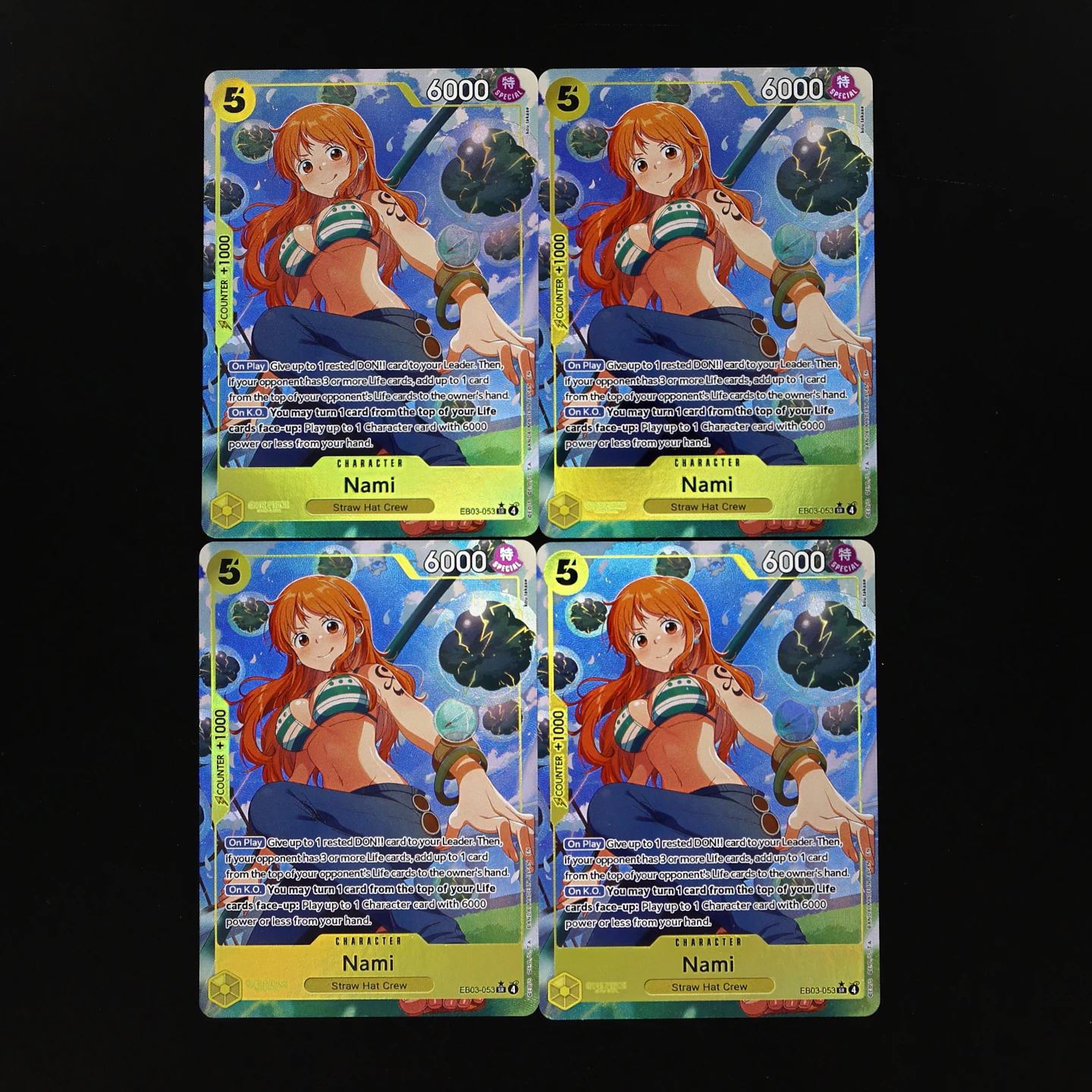 One Piece TCG OPCG English EB03-053 Nami AA SR 5 Cost Nami Textured Foil Embossed Card Anime Collectible Cards