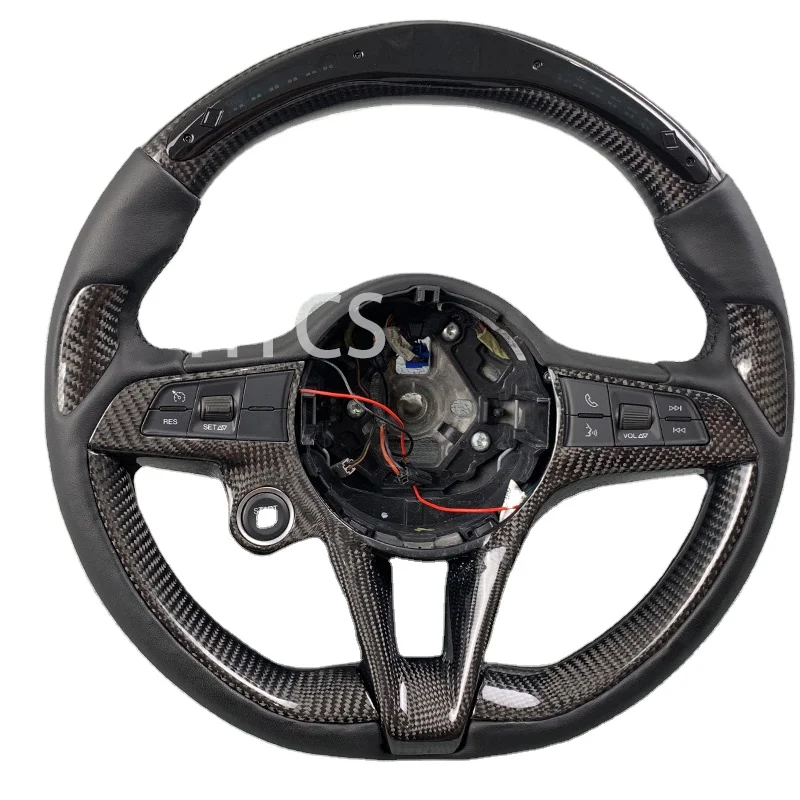 Customized Car Accessories for Alfa Romeo Giulia Stelvio Carbon Fiber LED Sports Steering Wheel Without airbags