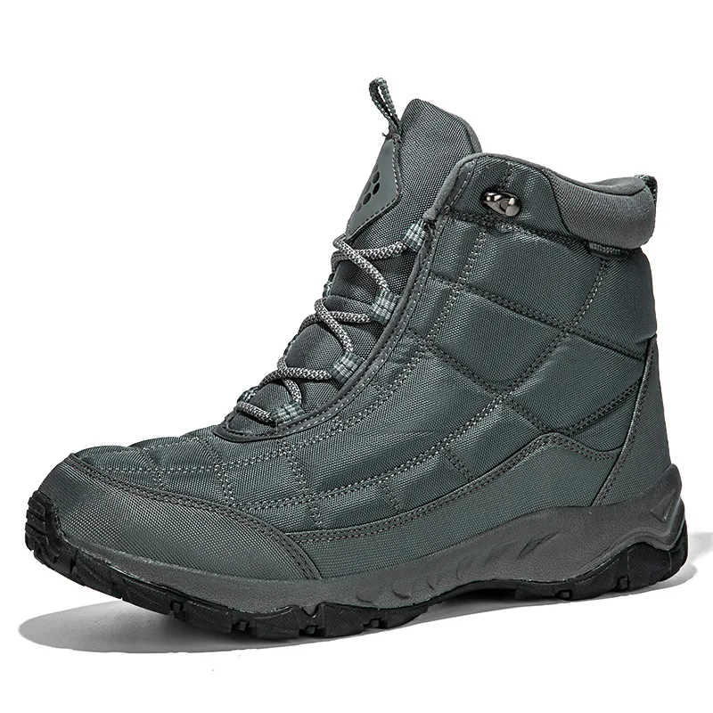 Men's Winter Velvet Hiking Boots Thick Warm Cotton High Top Outdoor Sports Shoes Comfortable Snow Boots for Cold Weather