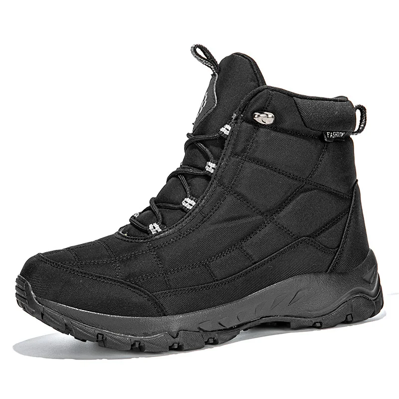 Men's Winter Velvet Hiking Boots Thick Warm Cotton High Top Outdoor Sports Shoes Comfortable Snow Boots for Cold Weather