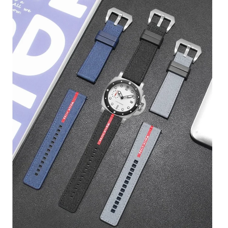 22/24/26mm For Panerai Luminor Submersible Due Luna Rossa PAM01314/1565/1404/441 Watch Strap Nylon Rubber Band Silicone Bracelet