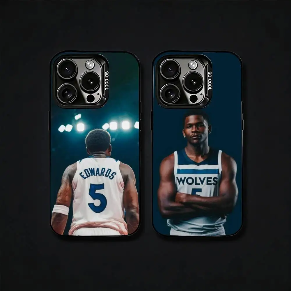 Basketball A-Anthony Edwards A-Ant Man Phone Case For iPhone17, 16,15,14,13,12 Pro Max Black Candy Matte Shockproof Cover
