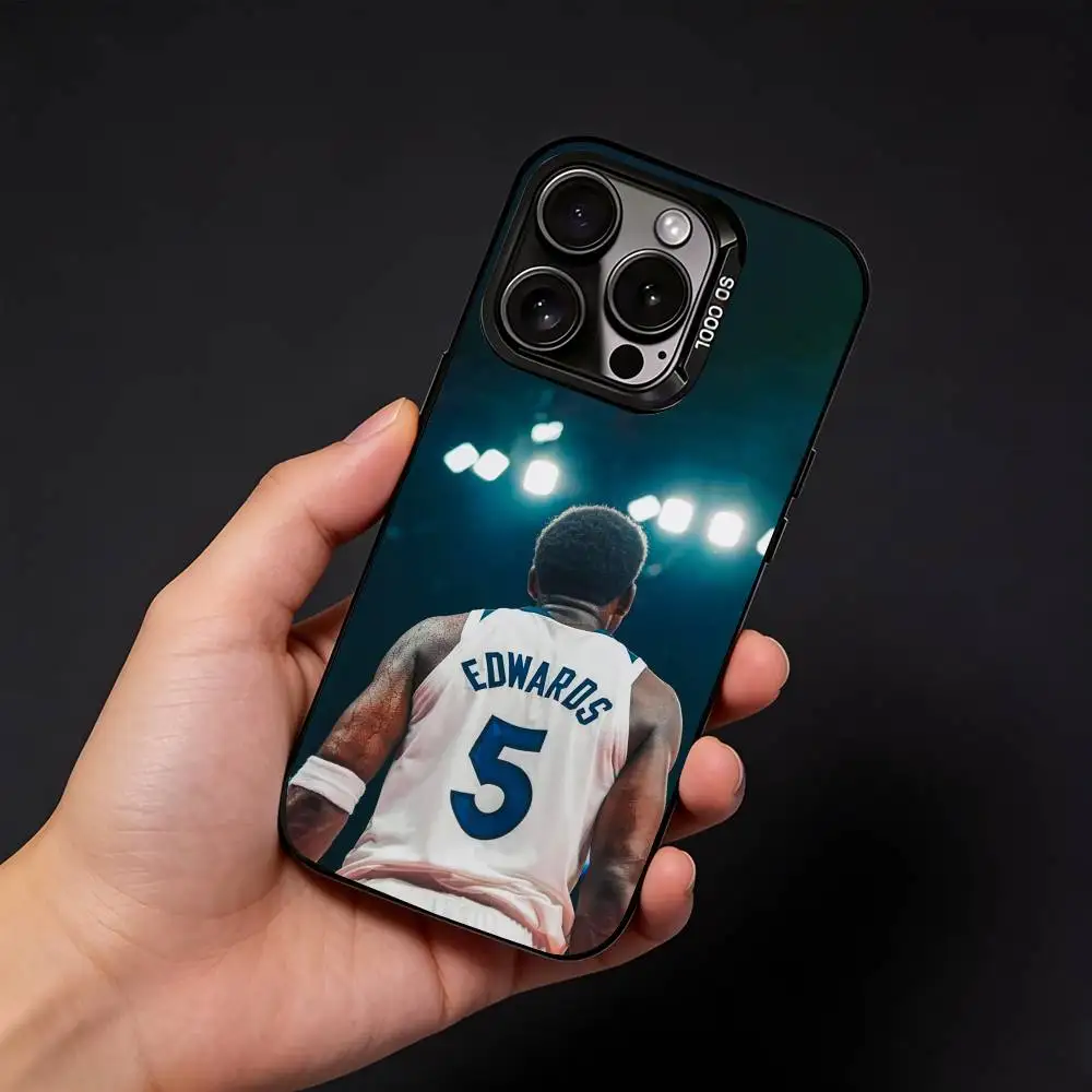 Basketball A-Anthony Edwards A-Ant Man Phone Case For iPhone17, 16,15,14,13,12 Pro Max Black Candy Matte Shockproof Cover
