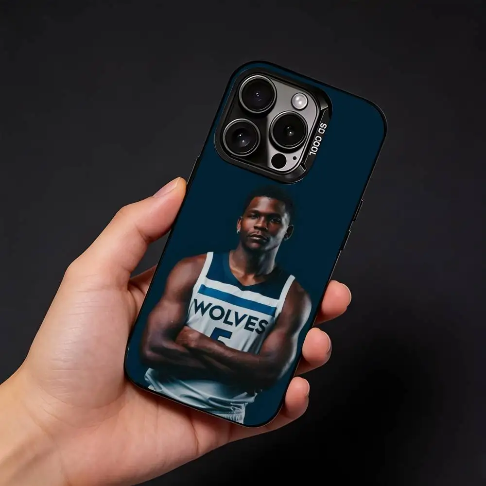 Basketball A-Anthony Edwards A-Ant Man Phone Case For iPhone17, 16,15,14,13,12 Pro Max Black Candy Matte Shockproof Cover