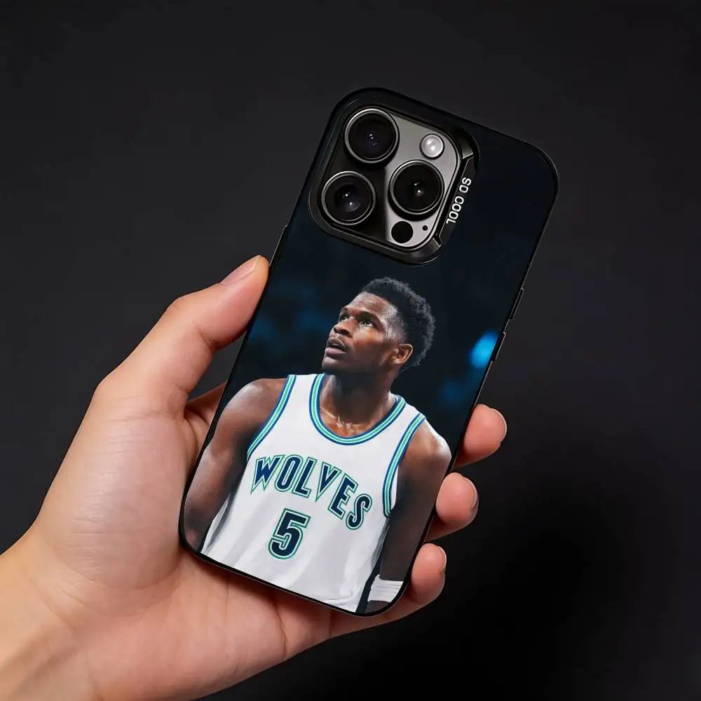 Basketball A-Anthony Edwards A-Ant Man Phone Case For iPhone17, 16,15,14,13,12 Pro Max Black Candy Matte Shockproof Cover