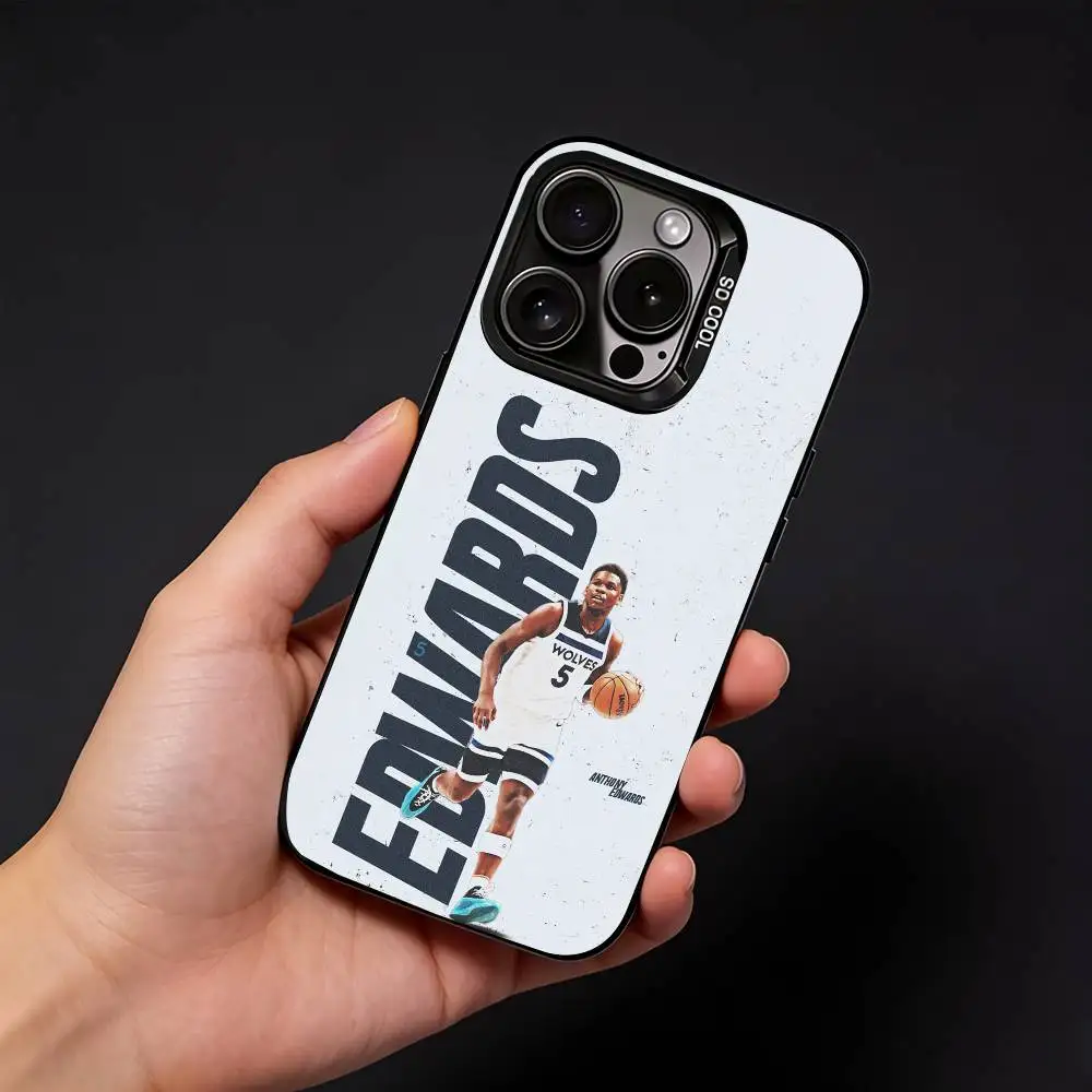 Basketball A-Anthony Edwards A-Ant Man Phone Case For iPhone17, 16,15,14,13,12 Pro Max Black Candy Matte Shockproof Cover