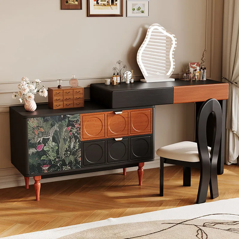 Big Size Wooden Vanity Table Makeup Bedroom Vintage Professional Dressing Table Nordic Comoda Pra Quarto Lounge Suite Furniture