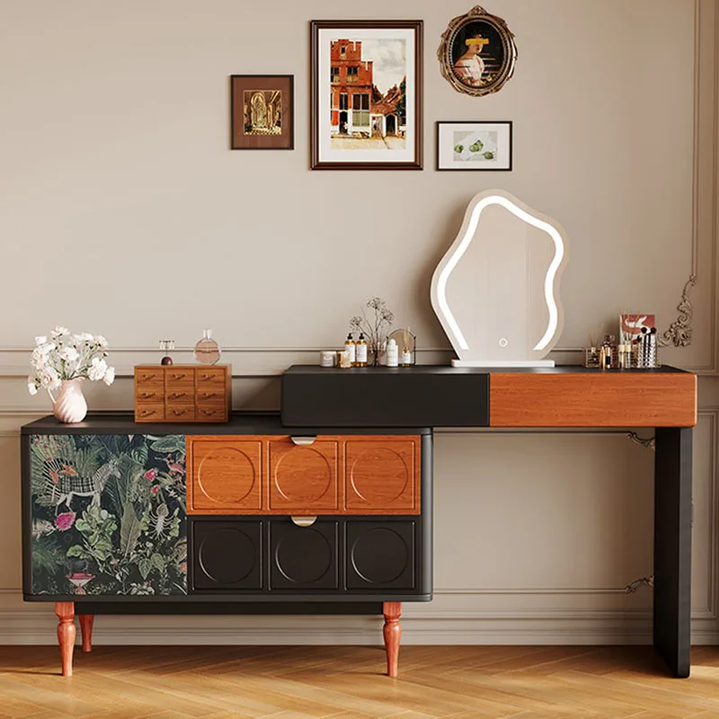 Big Size Wooden Vanity Table Makeup Bedroom Vintage Professional Dressing Table Nordic Comoda Pra Quarto Lounge Suite Furniture